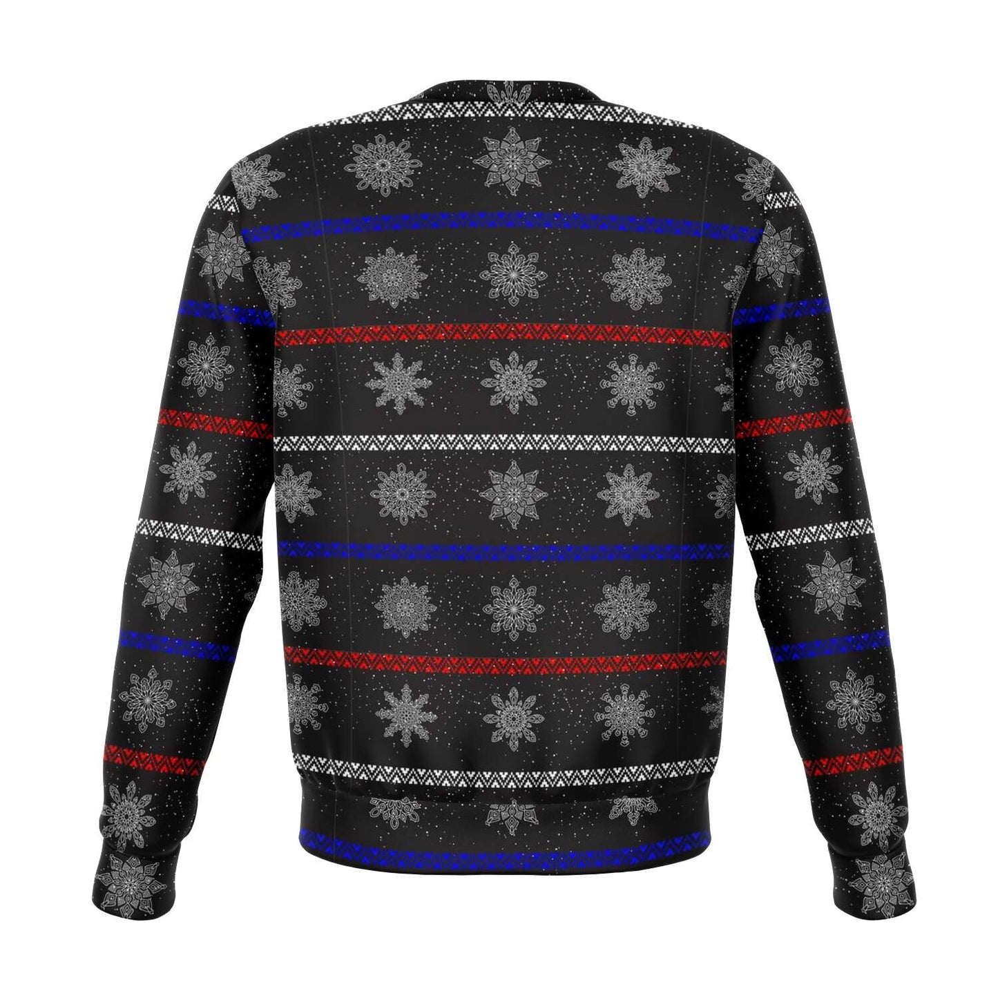 65 MCMLXV Unisex Black Christmas Snowflakes Sweater Stripe Print Sweatshirt - 65mcmlxv