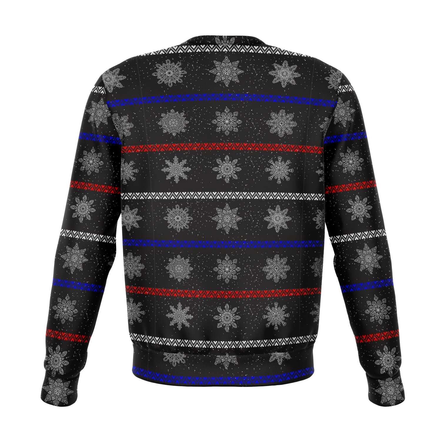 65 MCMLXV Unisex Black Christmas Snowflakes Sweater Stripe Print Sweatshirt - 65mcmlxv