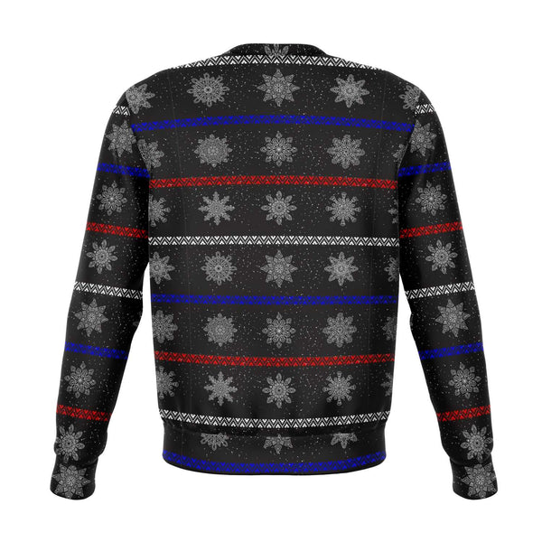 65 MCMLXV Unisex Black Christmas Snowflakes Sweater Stripe Print Sweatshirt - 65mcmlxv
