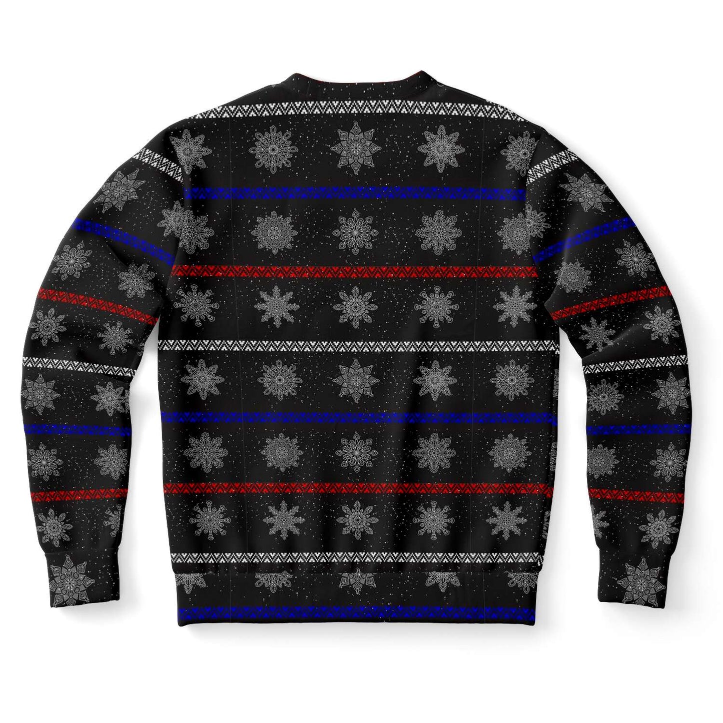 65 MCMLXV Unisex Black Christmas Snowflakes Sweater Stripe Print Sweatshirt - 65mcmlxv