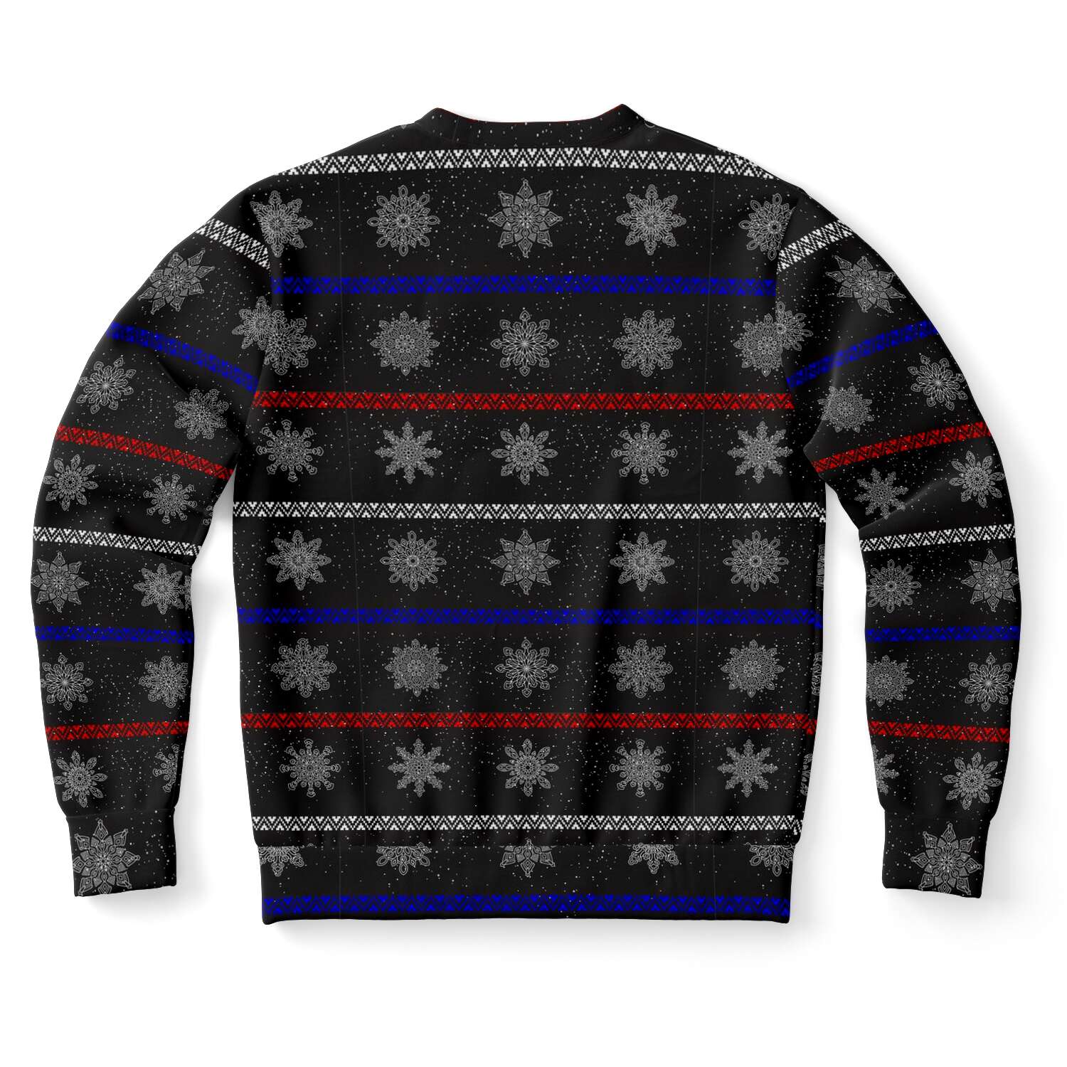 65 MCMLXV Unisex Black Christmas Snowflakes Sweater Stripe Print Sweatshirt - 65mcmlxv
