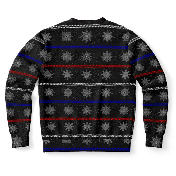 65 MCMLXV Unisex Black Christmas Snowflakes Sweater Stripe Print Sweatshirt - 65mcmlxv