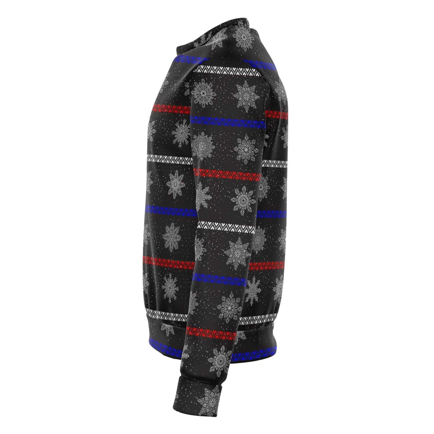 65 MCMLXV Unisex Black Christmas Snowflakes Sweater Stripe Print Sweatshirt - 65mcmlxv