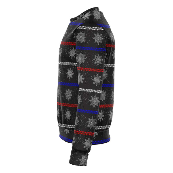 65 MCMLXV Unisex Black Christmas Snowflakes Sweater Stripe Print Sweatshirt - 65mcmlxv