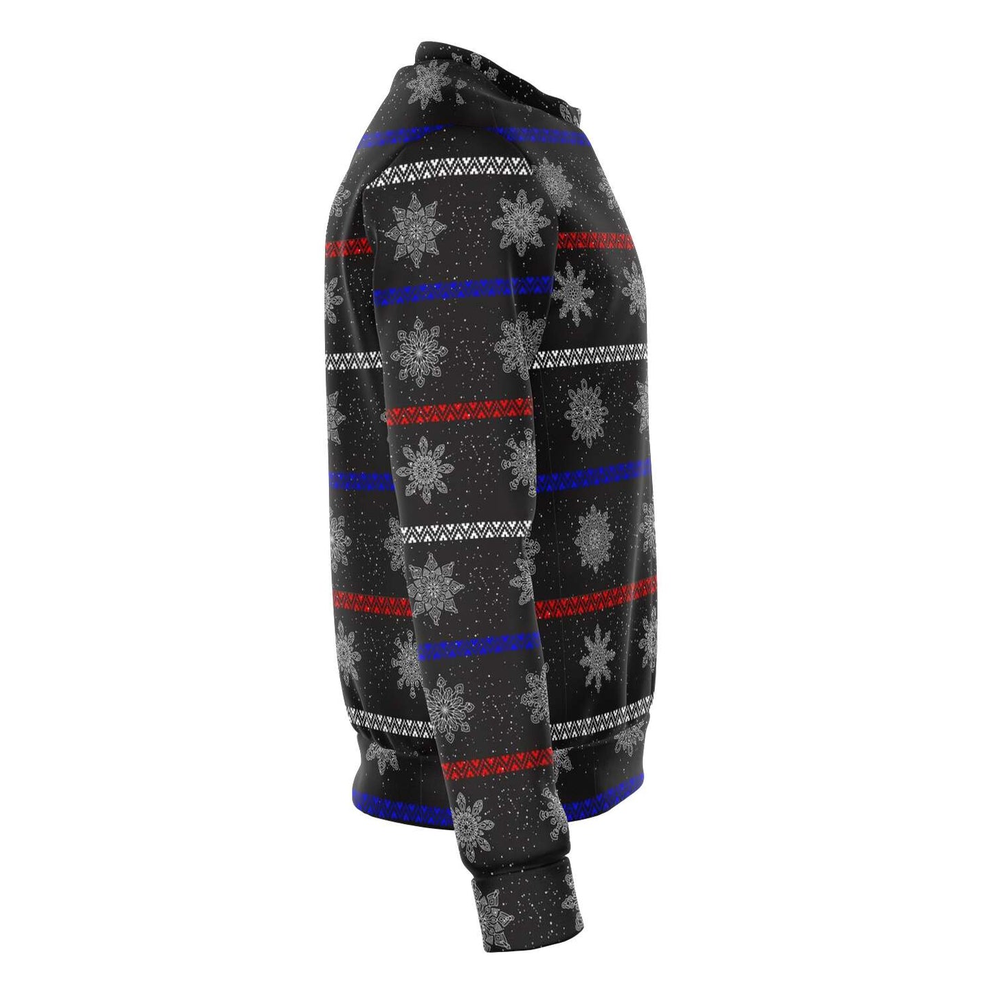65 MCMLXV Unisex Black Christmas Snowflakes Sweater Stripe Print Sweatshirt - 65mcmlxv