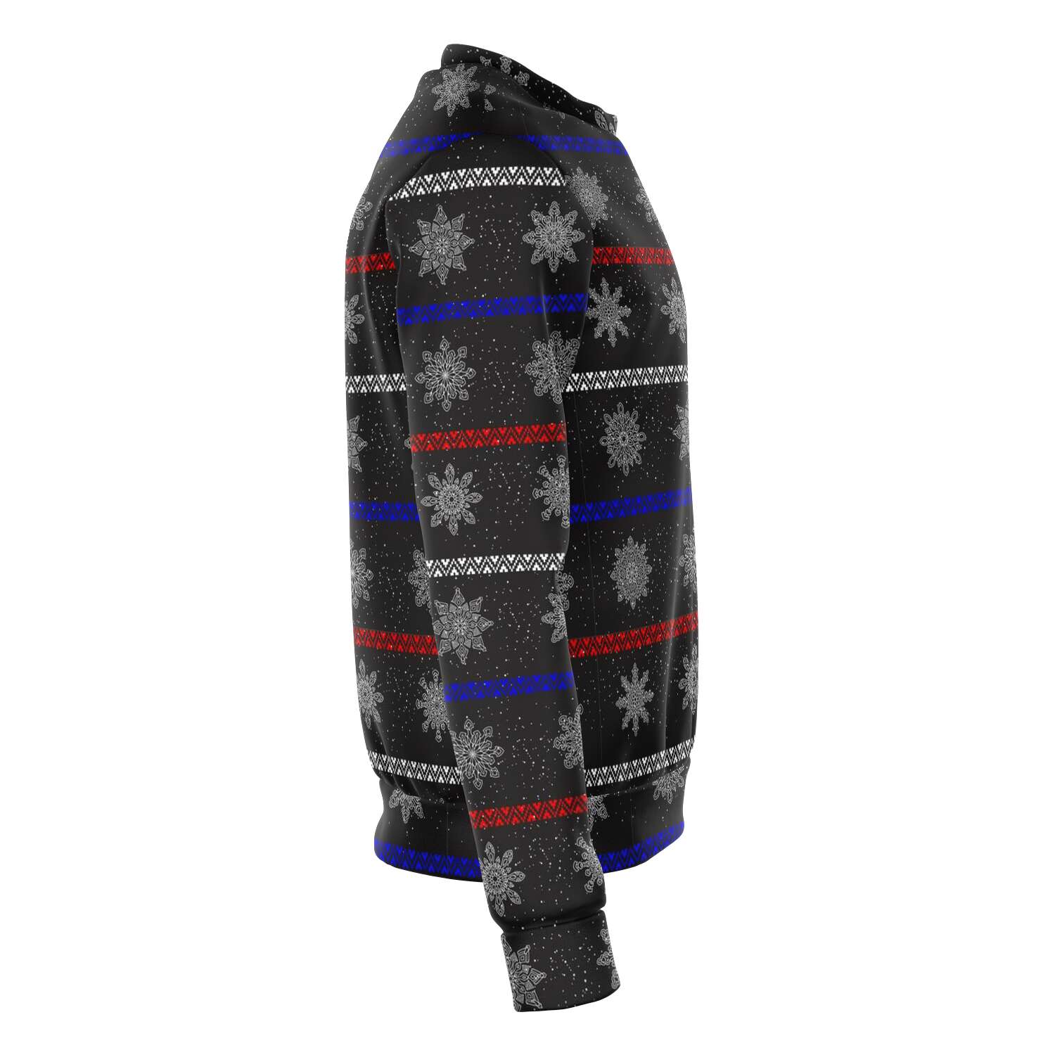 65 MCMLXV Unisex Black Christmas Snowflakes Sweater Stripe Print Sweatshirt - 65mcmlxv
