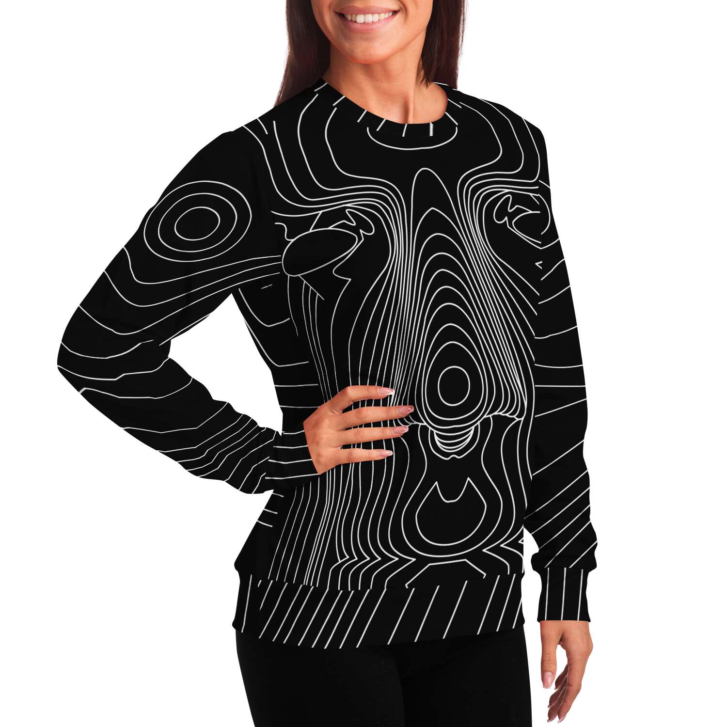 65 MCMLXV Unisex Black Digital Face Topography Print Sweatshirt - 65mcmlxv