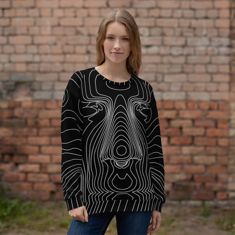 65 MCMLXV Unisex Black Digital Face Topography Print Sweatshirt - 65mcmlxv