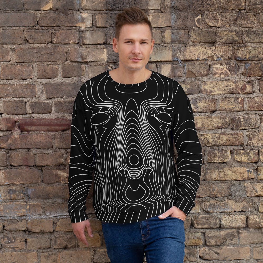 65 MCMLXV Unisex Black Digital Face Topography Print Sweatshirt - 65mcmlxv