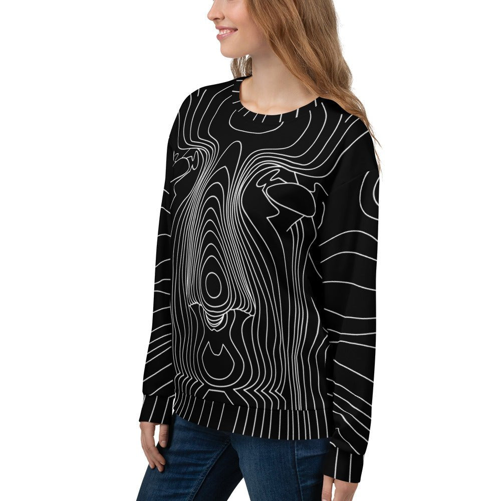 65 MCMLXV Unisex Black Digital Face Topography Print Sweatshirt - 65mcmlxv