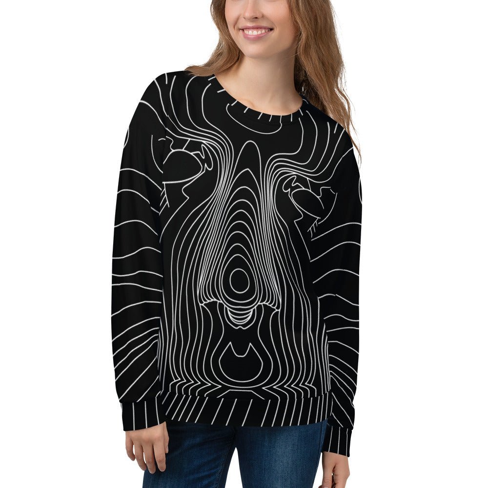 65 MCMLXV Unisex Black Digital Face Topography Print Sweatshirt - 65mcmlxv
