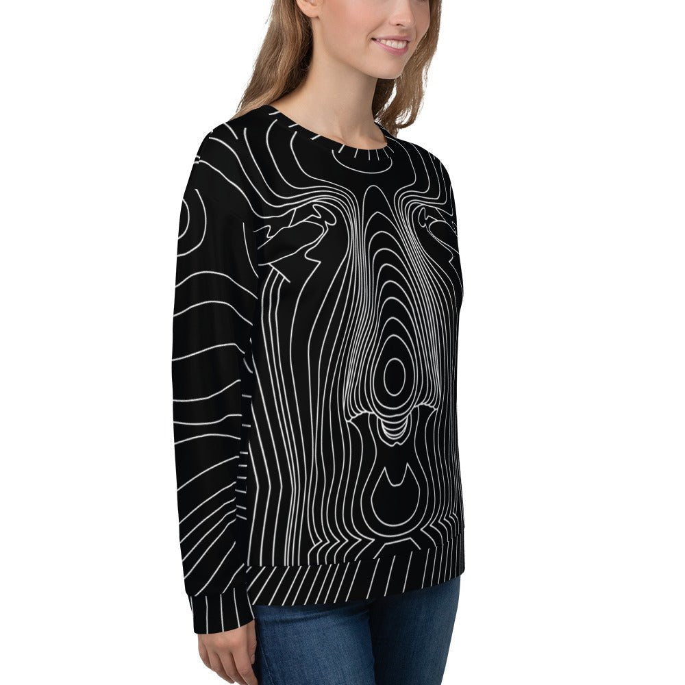 65 MCMLXV Unisex Black Digital Face Topography Print Sweatshirt - 65mcmlxv