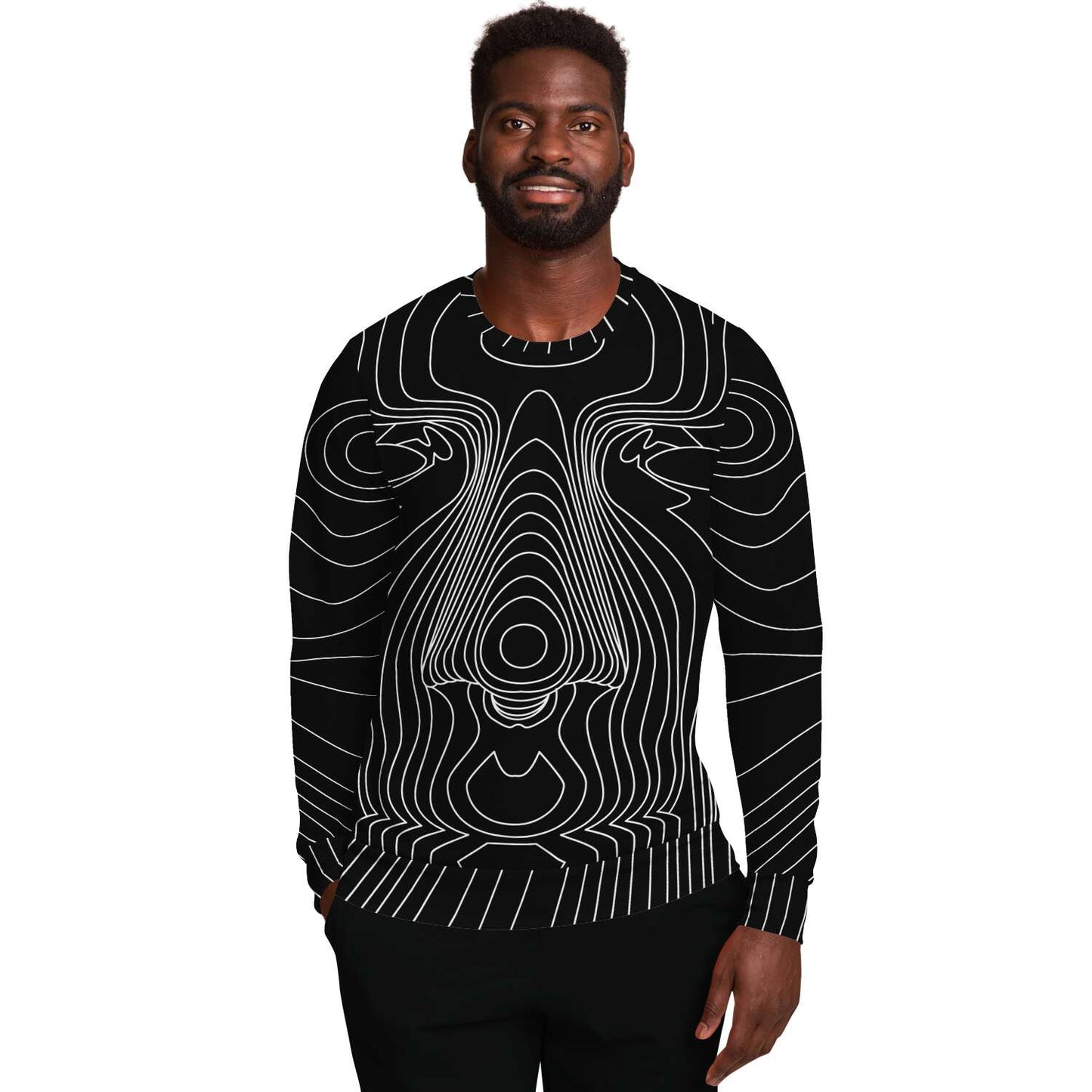 65 MCMLXV Unisex Black Digital Face Topography Print Sweatshirt - 65mcmlxv