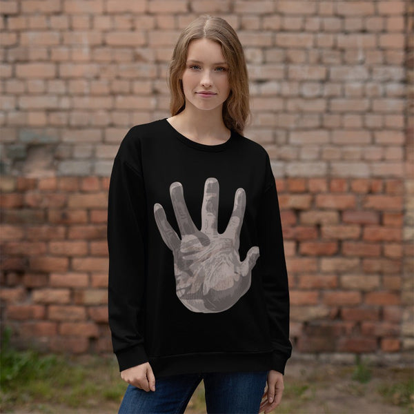 65 MCMLXV Unisex Black Giant Open Hand Print Sweatshirt - 65mcmlxv