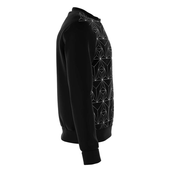 65 MCMLXV Unisex Black Optical Geometric Grid Print Sweatshirt - 65mcmlxv