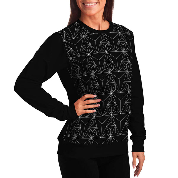 65 MCMLXV Unisex Black Optical Geometric Grid Print Sweatshirt - 65mcmlxv