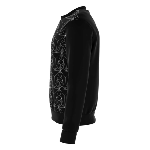 65 MCMLXV Unisex Black Optical Geometric Grid Print Sweatshirt - 65mcmlxv