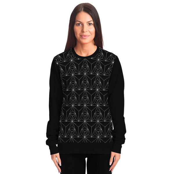 65 MCMLXV Unisex Black Optical Geometric Grid Print Sweatshirt - 65mcmlxv