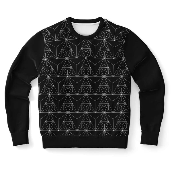 65 MCMLXV Unisex Black Optical Geometric Grid Print Sweatshirt - 65mcmlxv