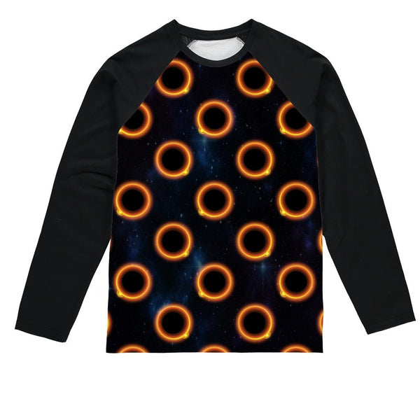 65 MCMLXV Unisex Black Solar Eclipse Polka Dot Pattern Baseball Long Sleeve T-Shirt - 65mcmlxv