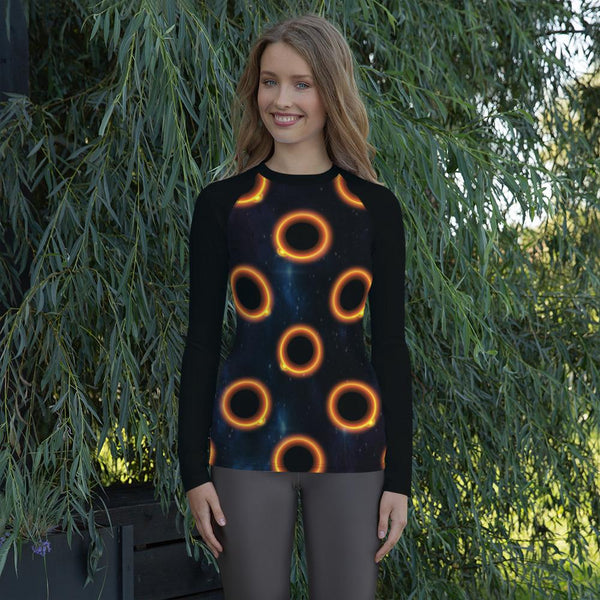65 MCMLXV Unisex Black Solar Eclipse Polka Dot Pattern Baseball Long Sleeve T-Shirt - 65mcmlxv
