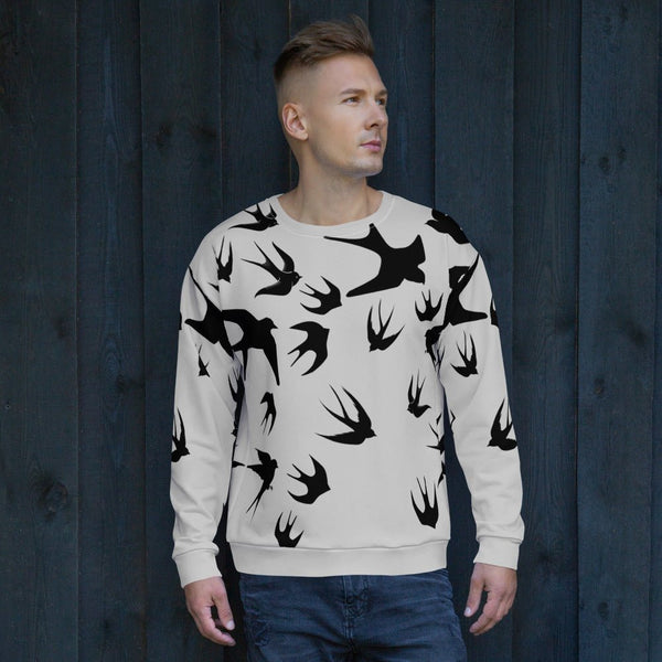 65 MCMLXV Unisex Black Swallows Print Sweatshirt - 65mcmlxv