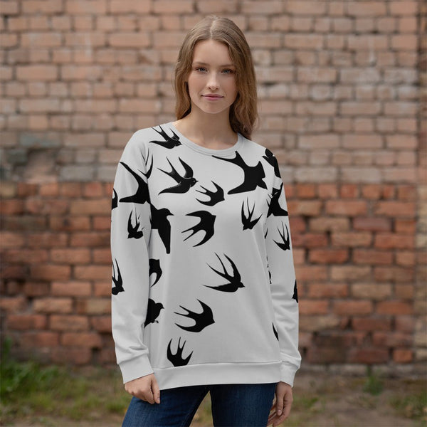 65 MCMLXV Unisex Black Swallows Print Sweatshirt - 65mcmlxv