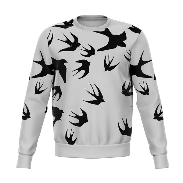 65 MCMLXV Unisex Black Swallows Print Sweatshirt - 65mcmlxv