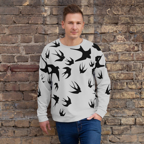 65 MCMLXV Unisex Black Swallows Print Sweatshirt - 65mcmlxv
