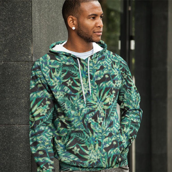 65 MCMLXV Unisex Black Tonal Tropical Print Pull - over Hoodie - 65mcmlxv