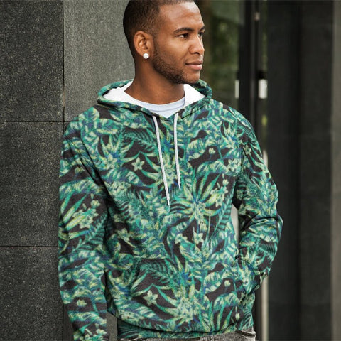 65 MCMLXV Unisex Black Tonal Tropical Print Pull - over Hoodie - 65mcmlxv