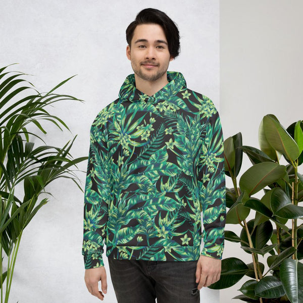 65 MCMLXV Unisex Black Tonal Tropical Print Pull - over Hoodie - 65mcmlxv