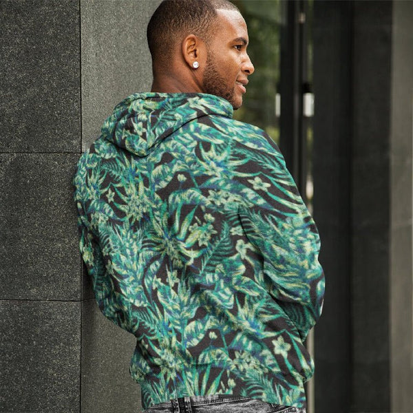 65 MCMLXV Unisex Black Tonal Tropical Print Pull - over Hoodie - 65mcmlxv