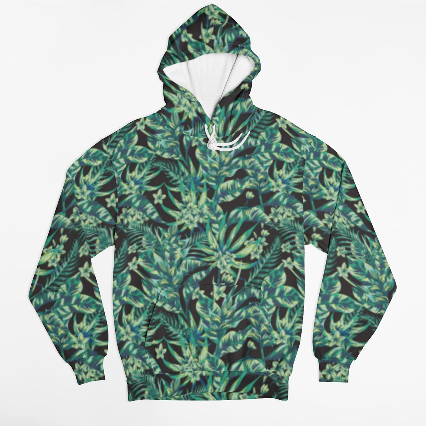 65 MCMLXV Unisex Black Tonal Tropical Print Pull - over Hoodie - 65mcmlxv