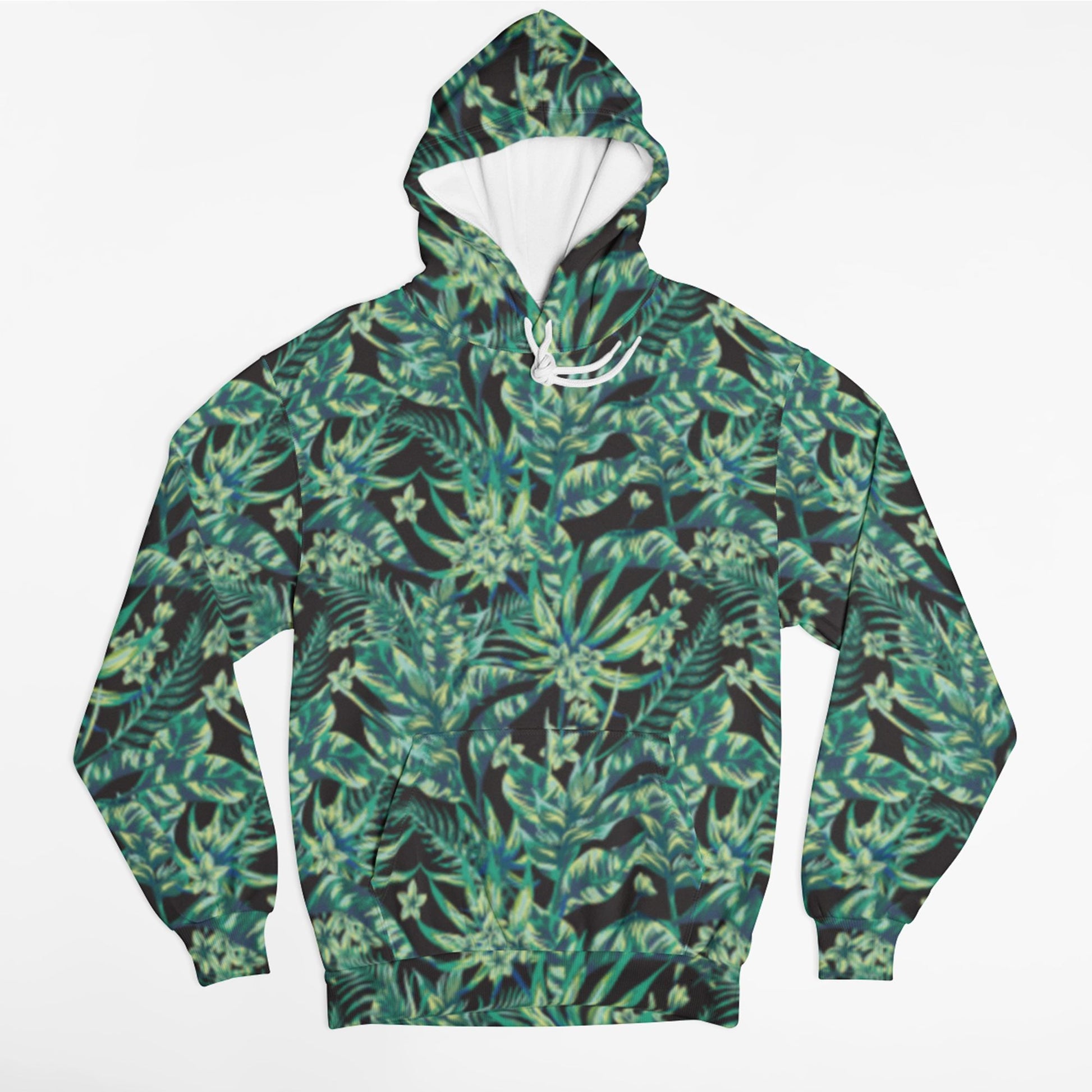 65 MCMLXV Unisex Black Tonal Tropical Print Pull - over Hoodie - 65mcmlxv