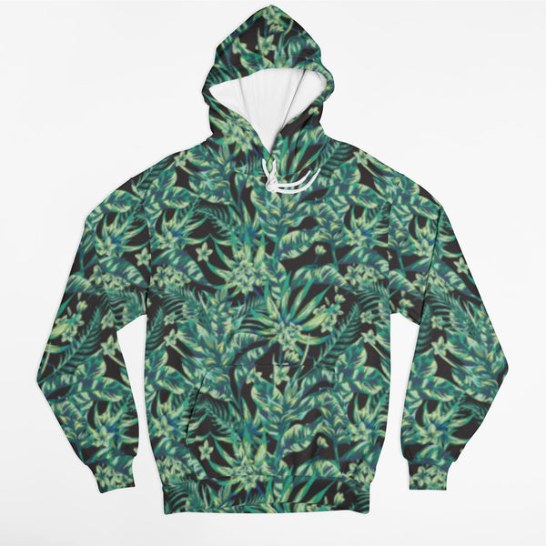 65 MCMLXV Unisex Black Tonal Tropical Print Pull - over Hoodie - 65mcmlxv