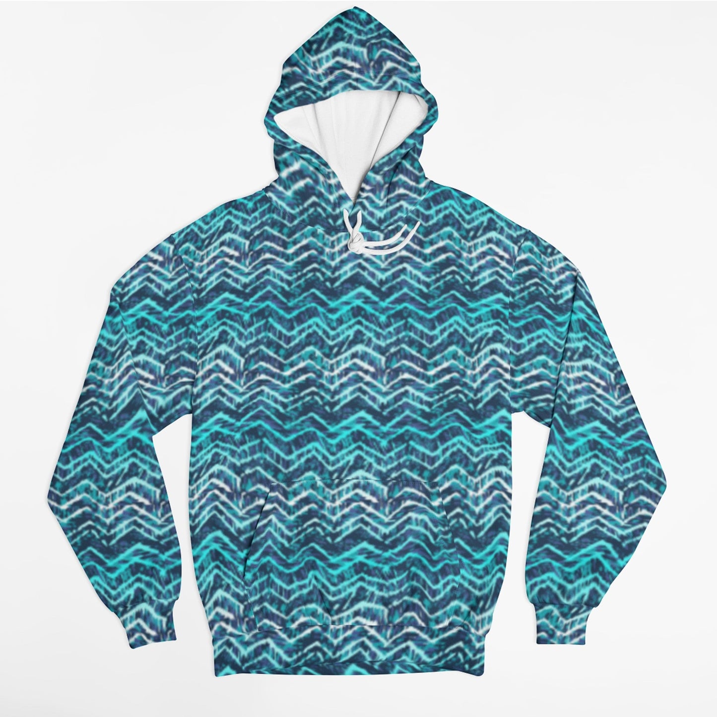 65 MCMLXV Unisex Blue Batik Chevron Print Pull - over Hoodie - 65mcmlxv