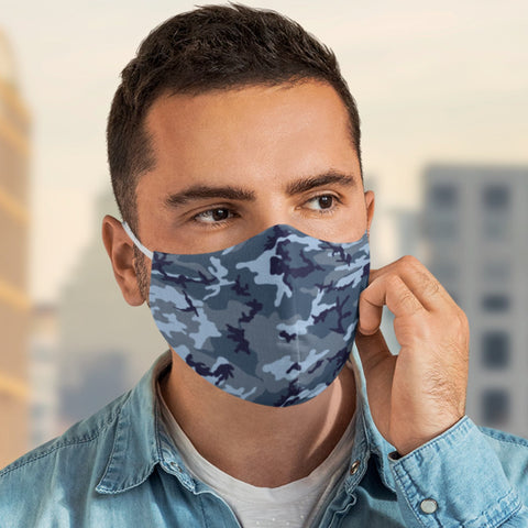 65 MCMLXV Unisex Blue Camouflage Print Face Mask - 65mcmlxv