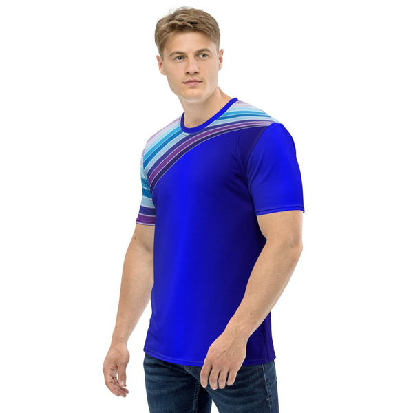 65 MCMLXV Unisex Blue Streaks of Light 70s Disco T-Shirt - 65mcmlxv