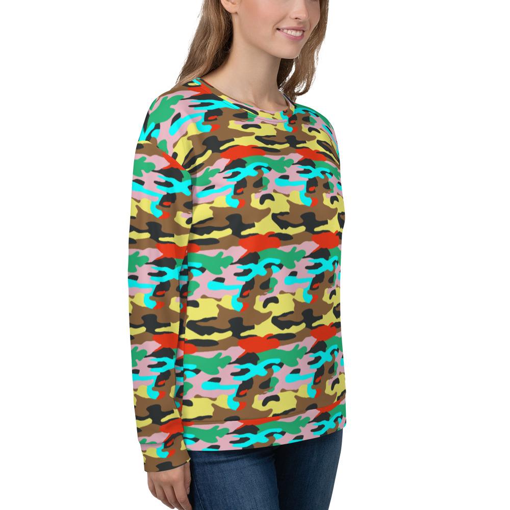 65 MCMLXV Unisex Bright Camo Print Fleece Sweatshirt - 65mcmlxv