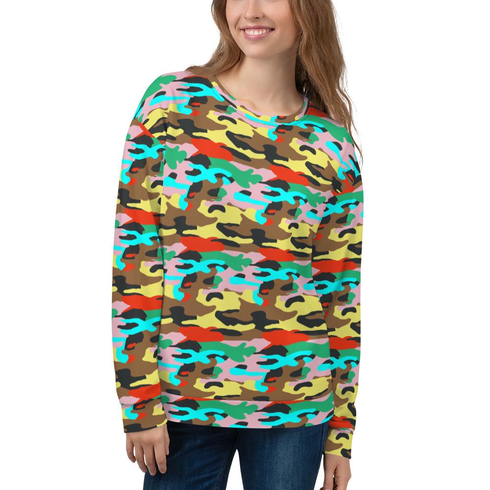 65 MCMLXV Unisex Bright Camo Print Fleece Sweatshirt - 65mcmlxv