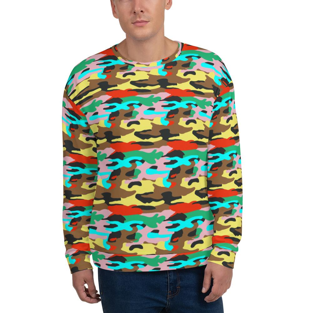 65 MCMLXV Unisex Bright Camo Print Fleece Sweatshirt - 65mcmlxv