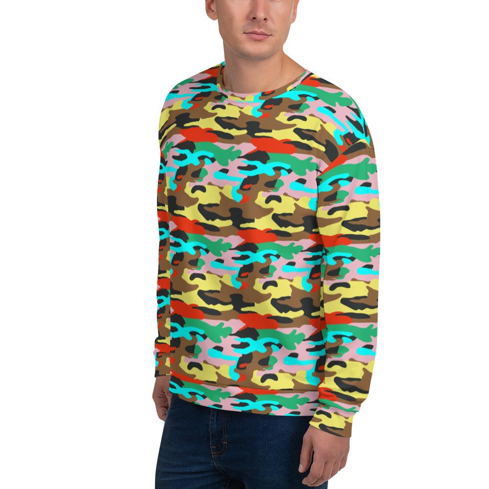 65 MCMLXV Unisex Bright Camo Print Fleece Sweatshirt - 65mcmlxv