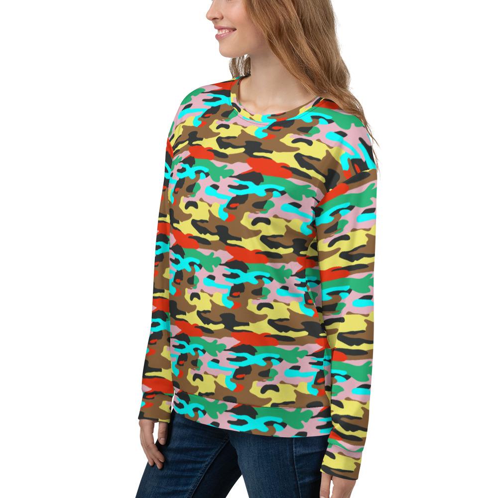 65 MCMLXV Unisex Bright Camo Print Fleece Sweatshirt - 65mcmlxv