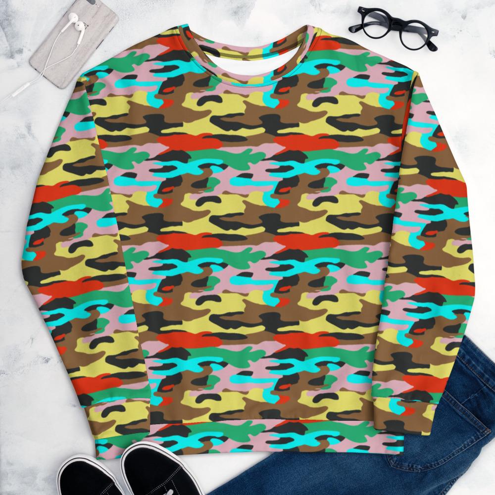 65 MCMLXV Unisex Bright Camo Print Fleece Sweatshirt - 65mcmlxv