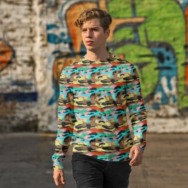 65 MCMLXV Unisex Bright Camo Print Fleece Sweatshirt - 65mcmlxv