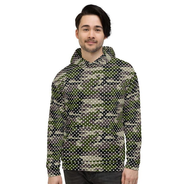 65 MCMLXV Unisex Camouflage & Polka Dot Print Fleece Pull - over Hoodie - 65mcmlxv