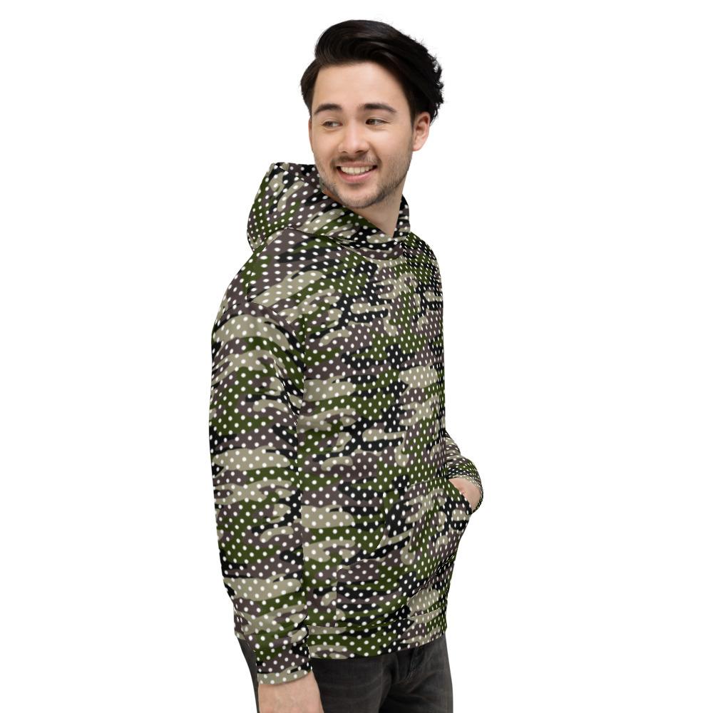 65 MCMLXV Unisex Camouflage & Polka Dot Print Fleece Pull - over Hoodie - 65mcmlxv