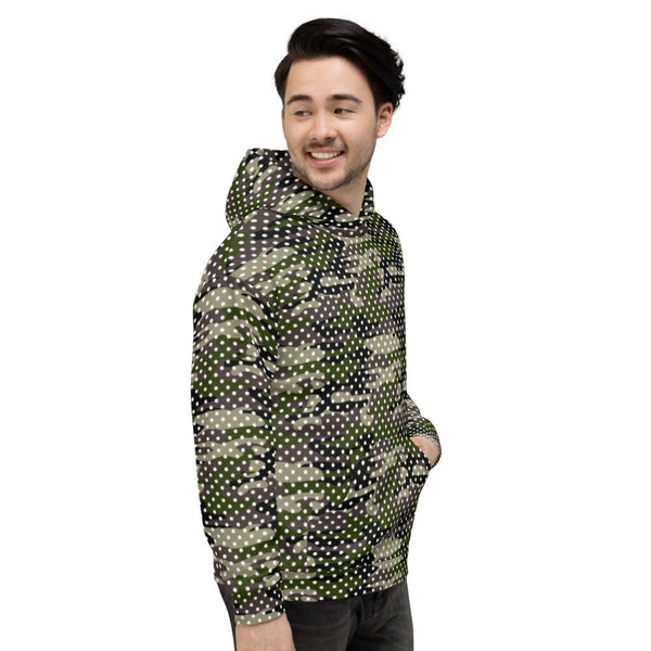65 MCMLXV Unisex Camouflage & Polka Dot Print Fleece Pull - over Hoodie - 65mcmlxv