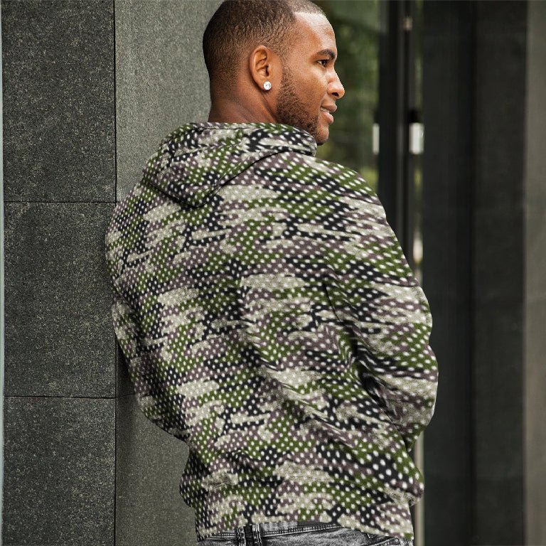 65 MCMLXV Unisex Camouflage & Polka Dot Print Fleece Pull - over Hoodie - 65mcmlxv